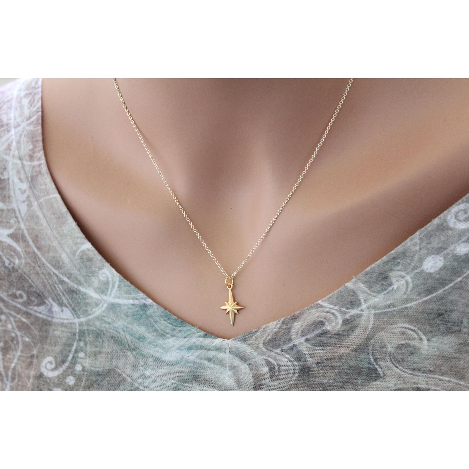 Gold North Star Necklace North Star Necklace Gold North Star Charm Necklace